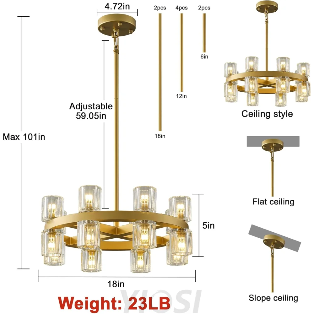 Modern Crystal Chandelier – Gold / Black – Multiple Sizes & Shapes