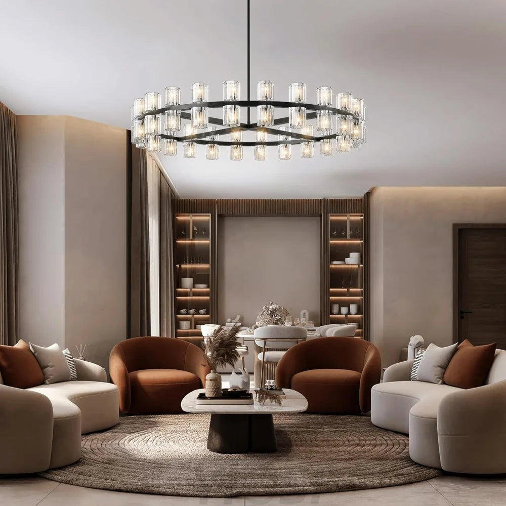 Modern Crystal Chandelier – Gold / Black – Multiple Sizes & Shapes