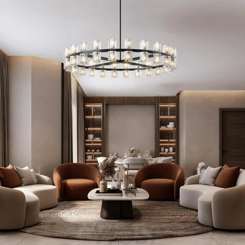 Modern Crystal Chandelier – Gold / Black – Multiple Sizes & Shapes