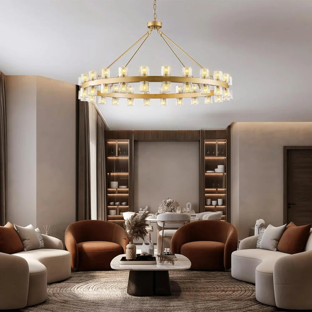 Modern Crystal Chandelier – Gold / Black – Multiple Sizes & Shapes