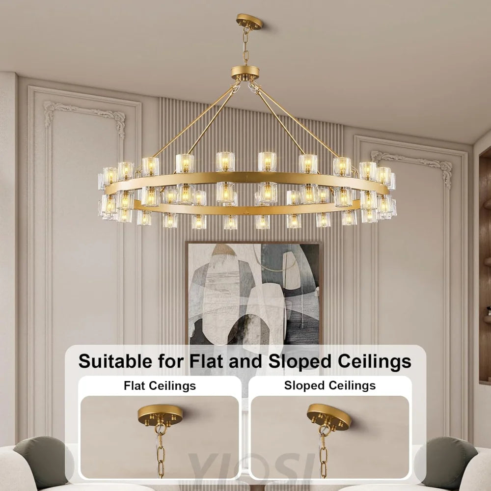 Modern Crystal Chandelier – Gold / Black – Multiple Sizes & Shapes