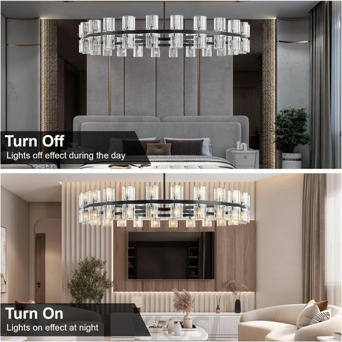 Modern Crystal Chandelier – Gold / Black – Multiple Sizes & Shapes