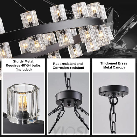 Modern Crystal Chandelier – Gold / Black – Multiple Sizes & Shapes