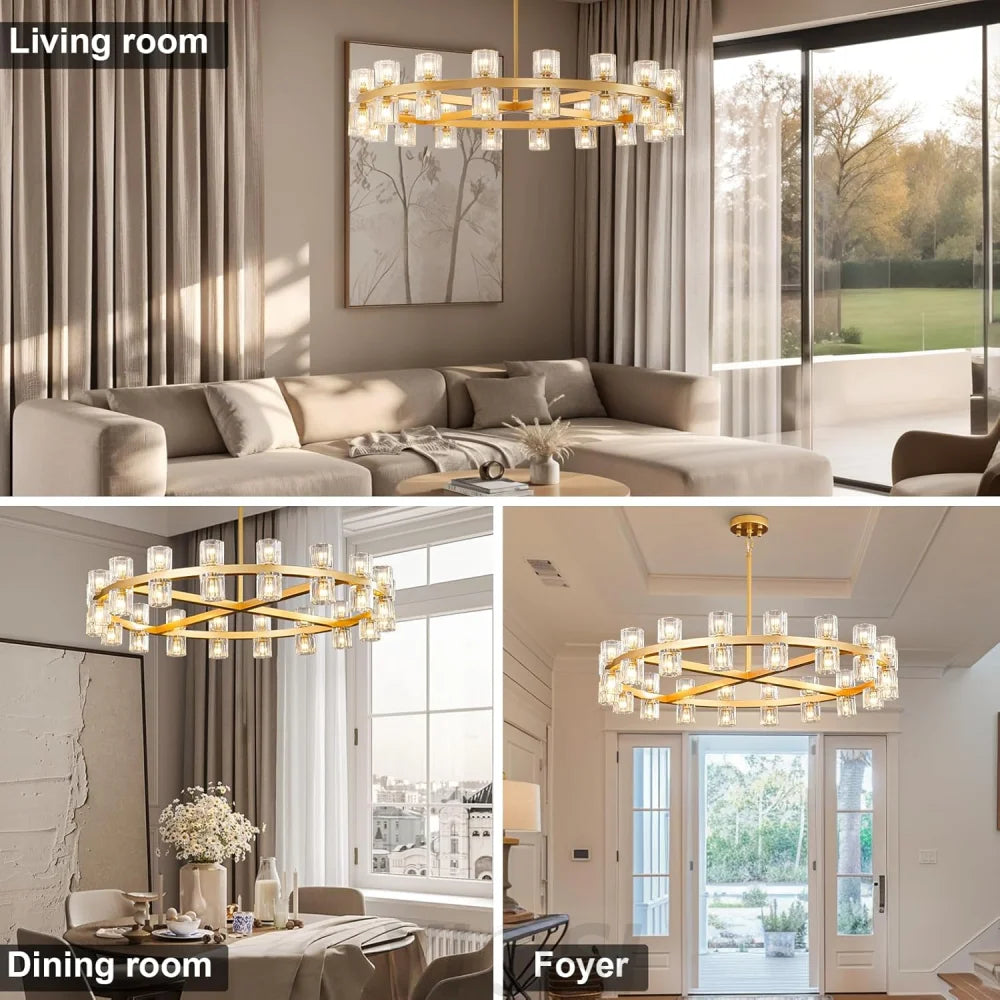 Modern Crystal Chandelier – Gold / Black – Multiple Sizes & Shapes