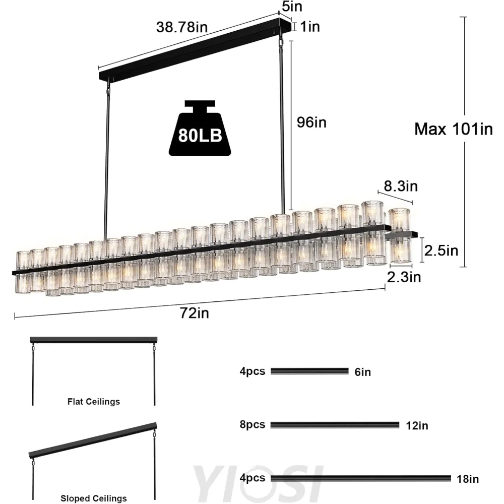 Modern Crystal Chandelier – Gold / Black – Multiple Sizes & Shapes