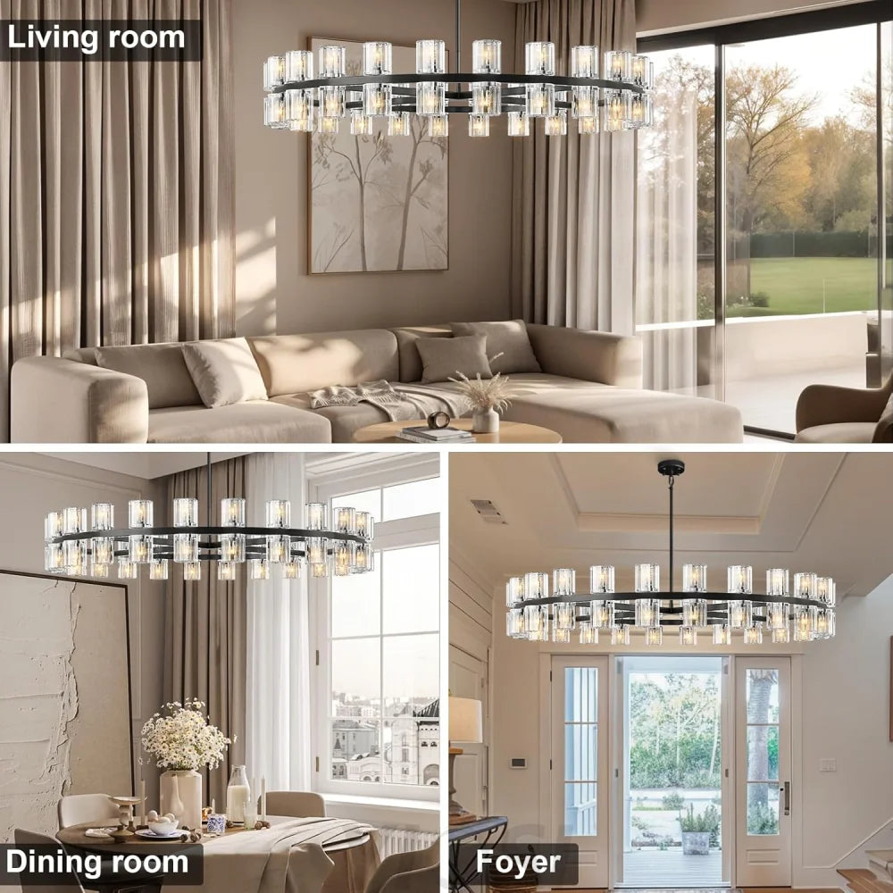 Modern Crystal Chandelier – Gold / Black – Multiple Sizes & Shapes