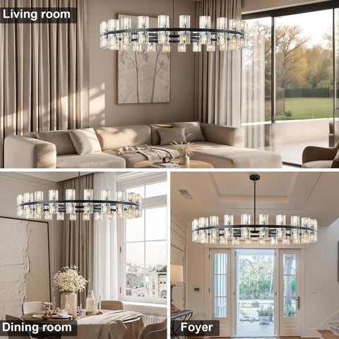 Modern Crystal Chandelier – Gold / Black – Multiple Sizes & Shapes