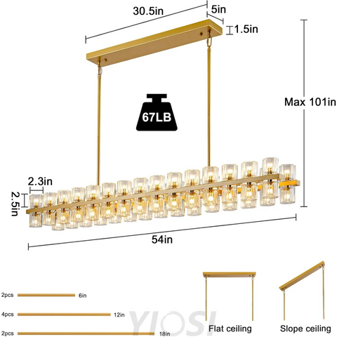 Modern Crystal Chandelier – Gold / Black – Multiple Sizes & Shapes