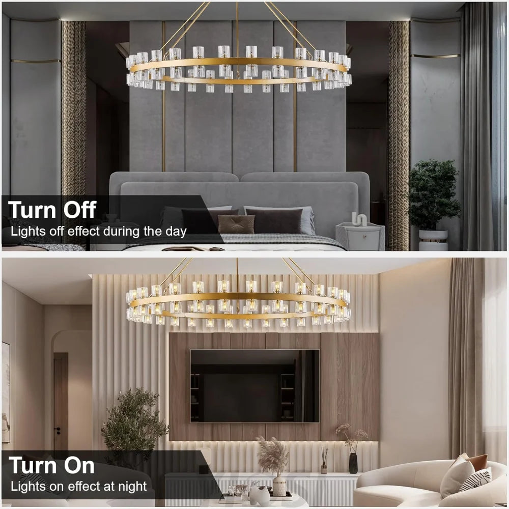 Modern Crystal Chandelier – Gold / Black – Multiple Sizes & Shapes