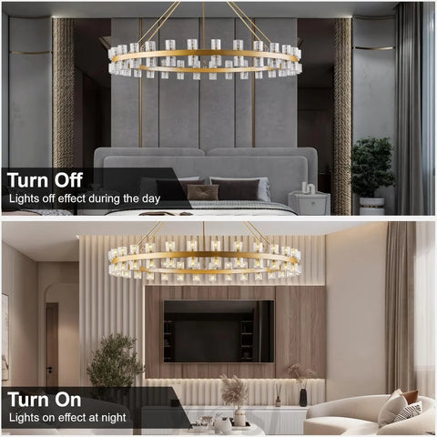 Modern Crystal Chandelier – Gold / Black – Multiple Sizes & Shapes