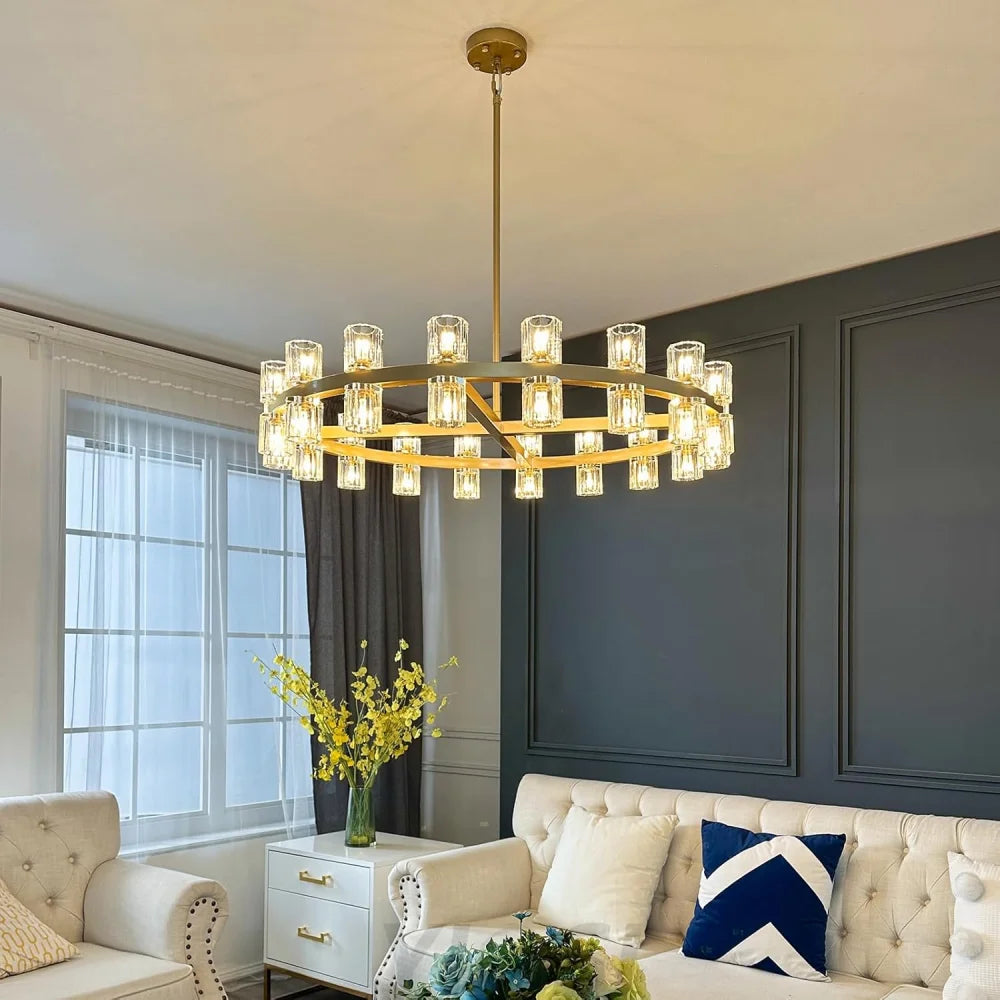 Modern Crystal Chandelier – Gold / Black – Multiple Sizes & Shapes