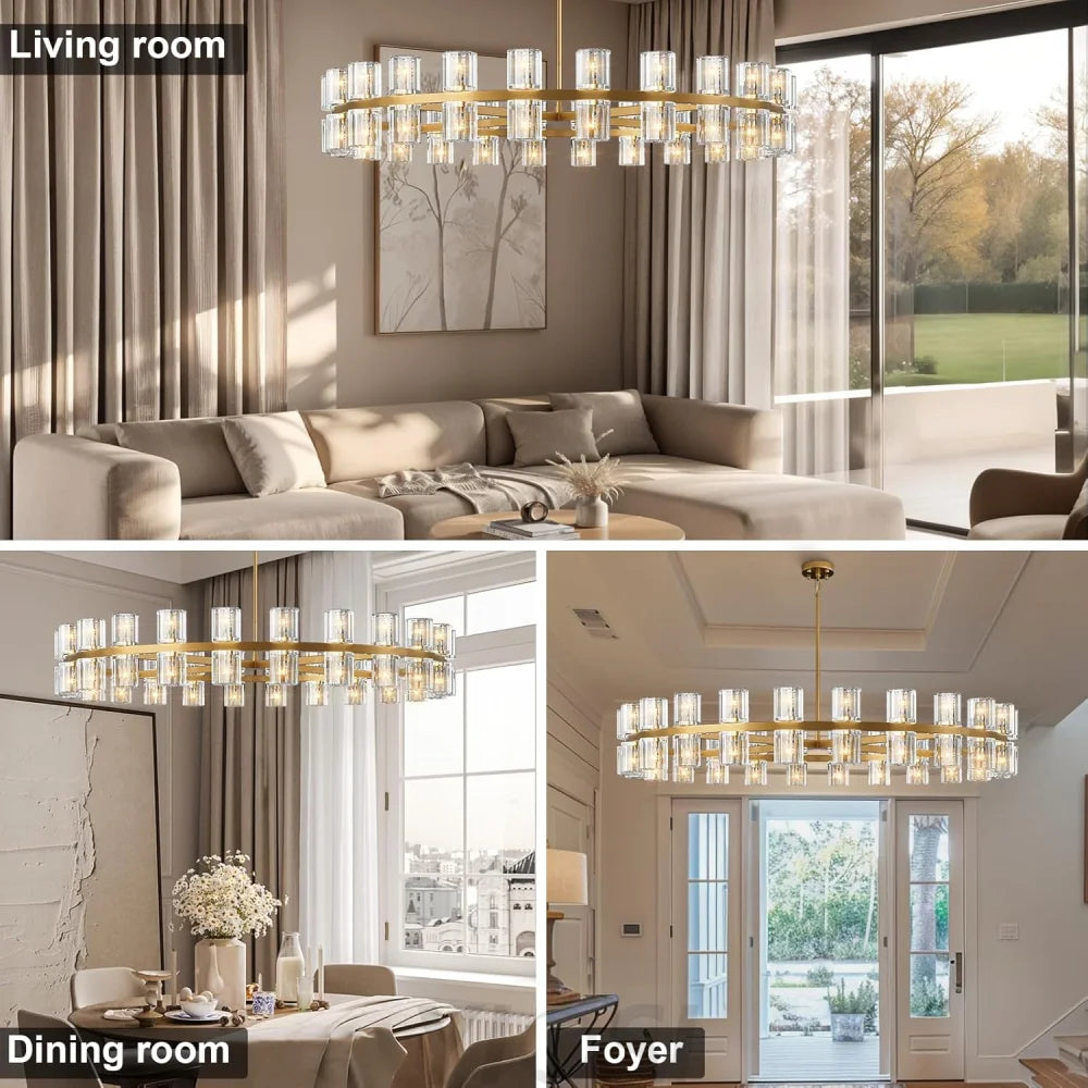 Modern Crystal Chandelier – Gold / Black – Multiple Sizes & Shapes