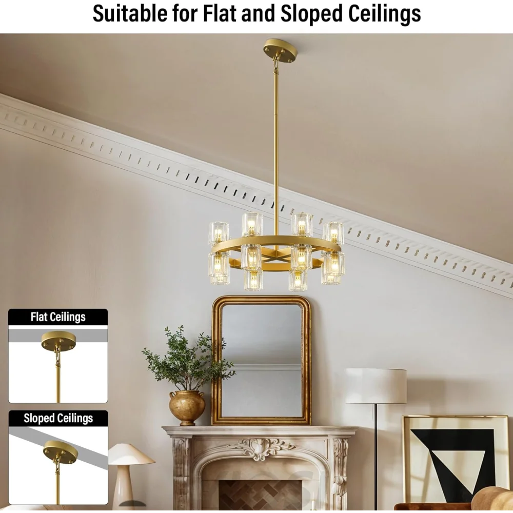 Modern Crystal Chandelier – Gold / Black – Multiple Sizes & Shapes