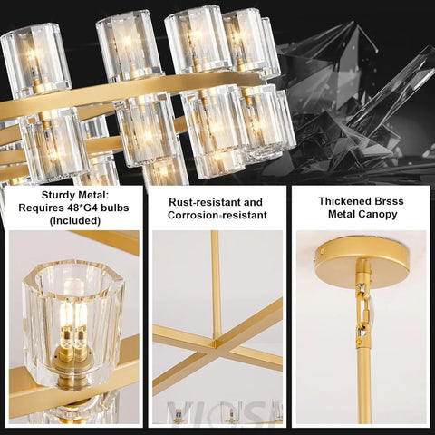 Modern Crystal Chandelier – Gold / Black – Multiple Sizes & Shapes