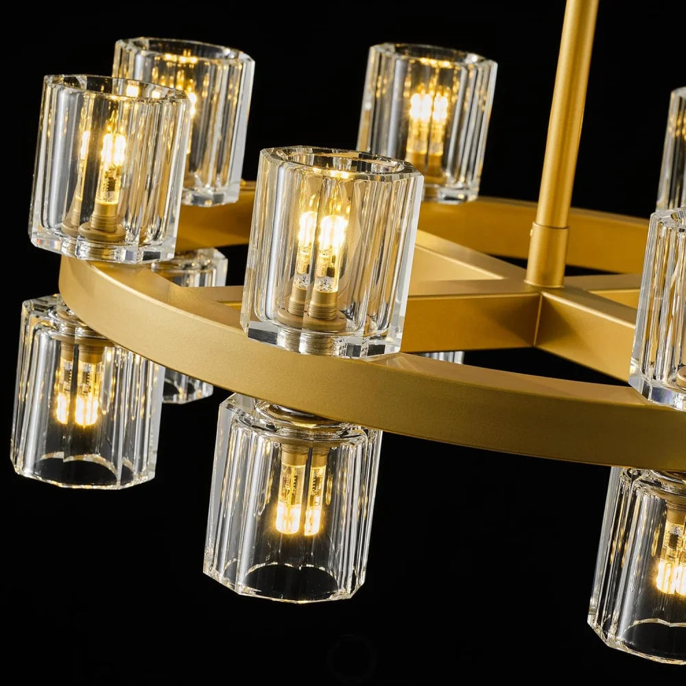 Modern Crystal Chandelier – Gold / Black – Multiple Sizes & Shapes
