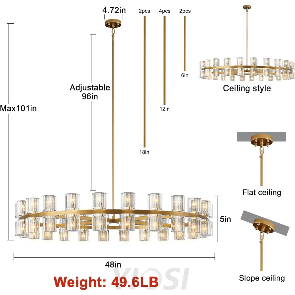 Modern Crystal Chandelier – Gold / Black – Multiple Sizes & Shapes