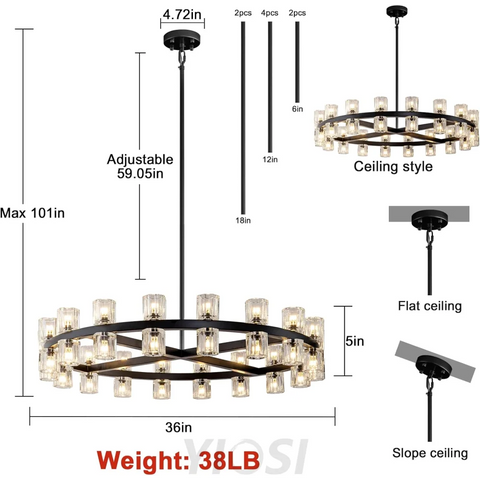 Modern Crystal Chandelier – Gold / Black – Multiple Sizes & Shapes