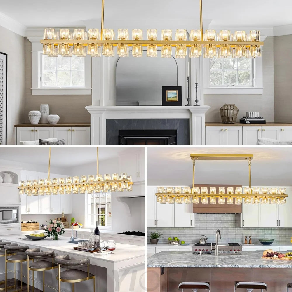 Modern Crystal Chandelier – Gold / Black – Multiple Sizes & Shapes