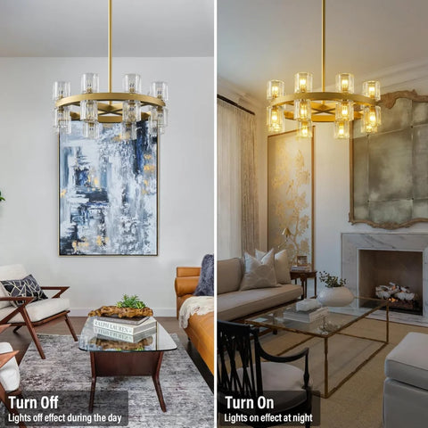 Modern Crystal Chandelier – Gold / Black – Multiple Sizes & Shapes