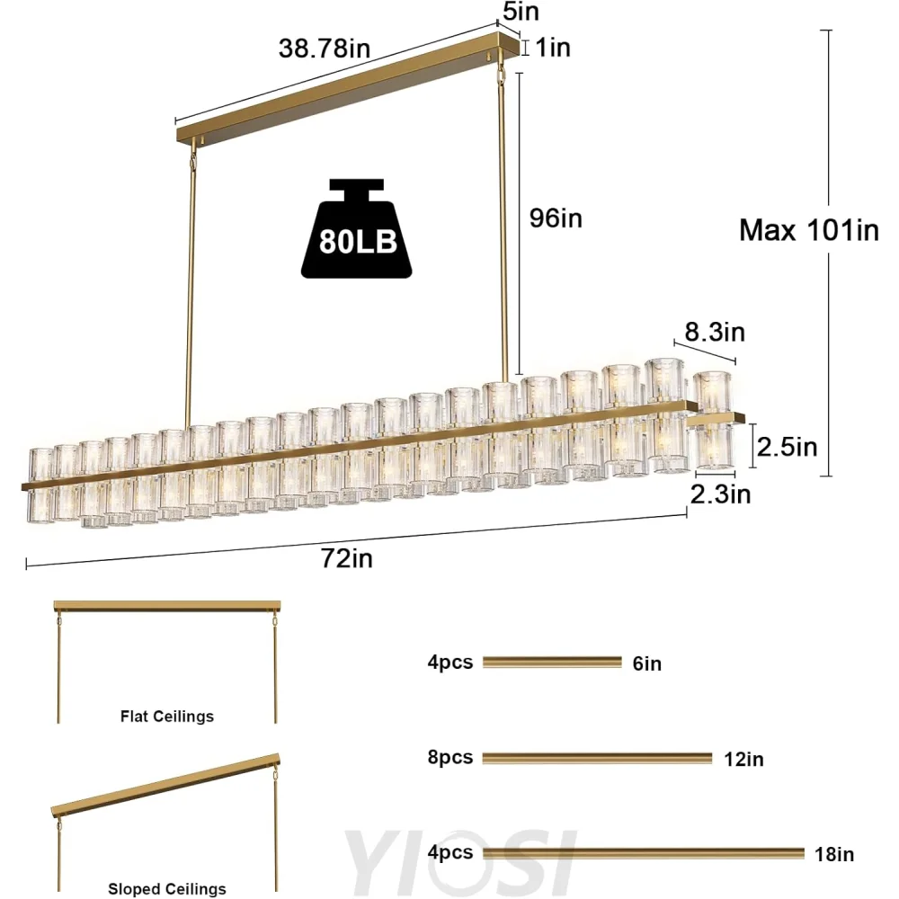 Modern Crystal Chandelier – Gold / Black – Multiple Sizes & Shapes