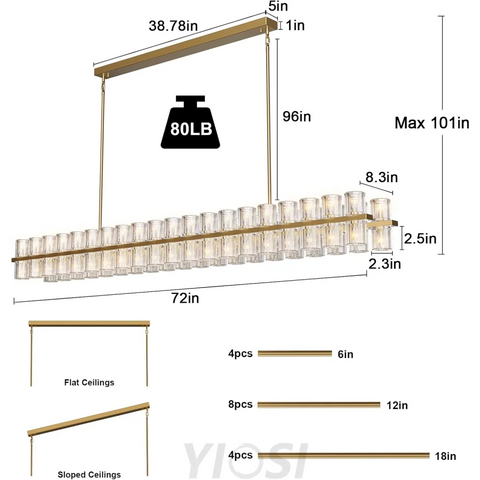 Modern Crystal Chandelier – Gold / Black – Multiple Sizes & Shapes