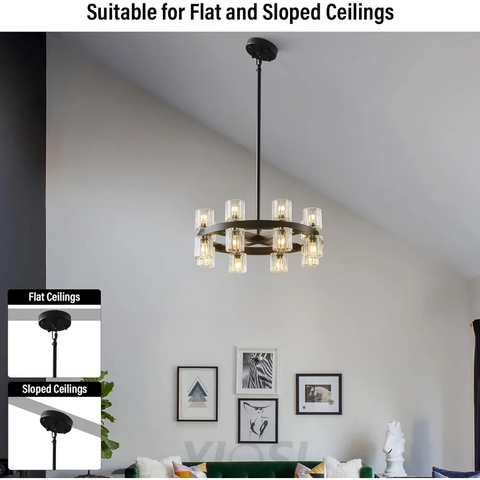 Modern Crystal Chandelier – Gold / Black – Multiple Sizes & Shapes