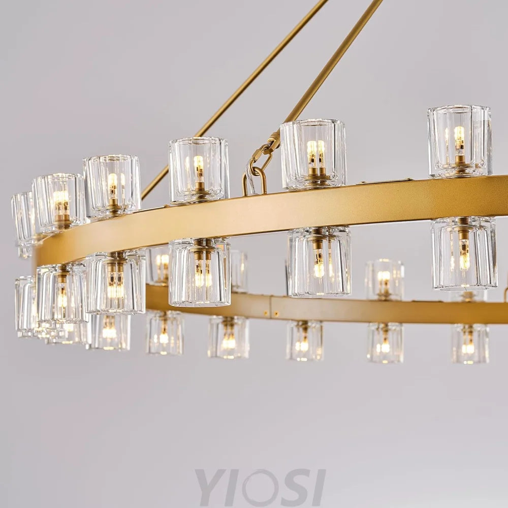 Modern Crystal Chandelier – Gold / Black – Multiple Sizes & Shapes