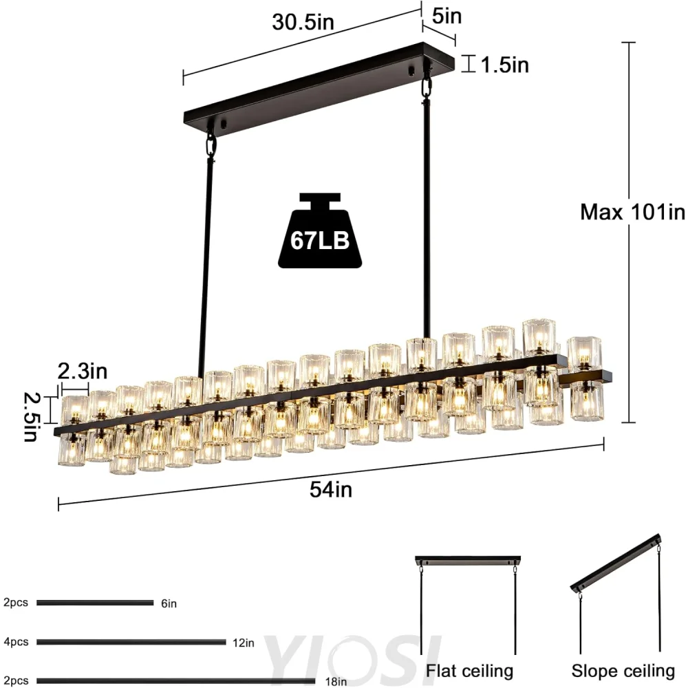 Modern Crystal Chandelier – Gold / Black – Multiple Sizes & Shapes