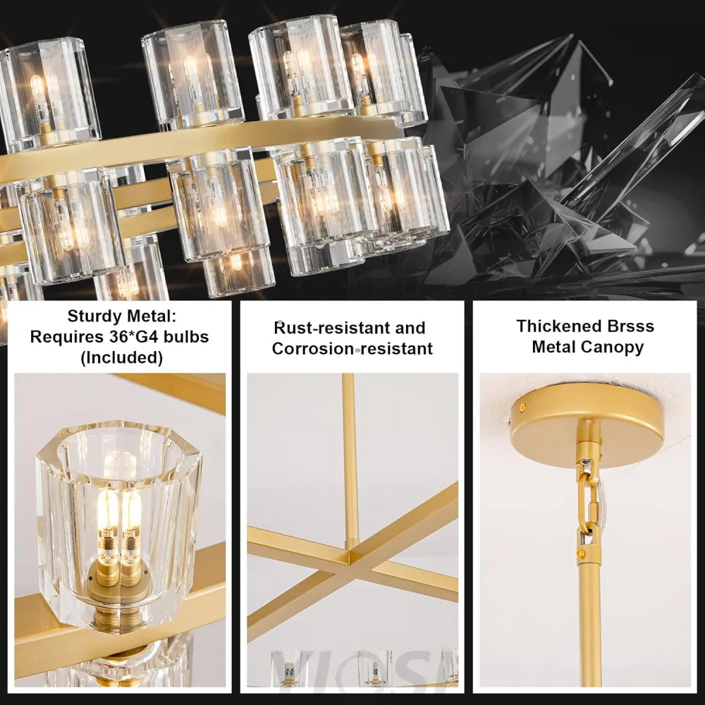 Modern Crystal Chandelier – Gold / Black – Multiple Sizes & Shapes