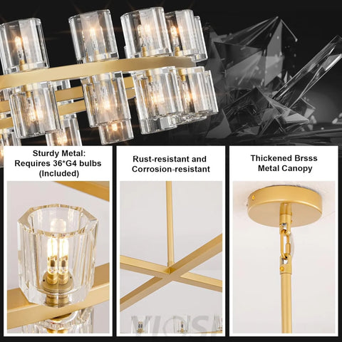 Modern Crystal Chandelier – Gold / Black – Multiple Sizes & Shapes