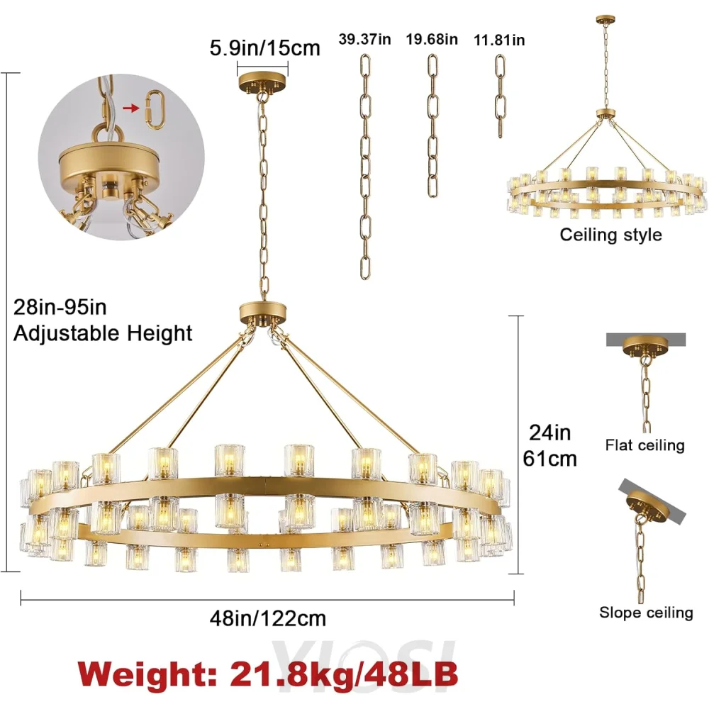 Modern Crystal Chandelier – Gold / Black – Multiple Sizes & Shapes