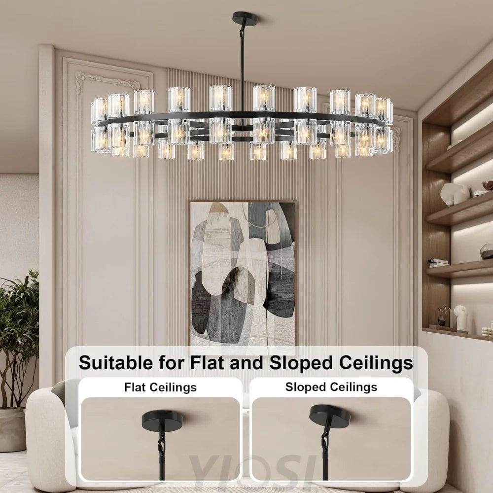 Modern Crystal Chandelier – Gold / Black – Multiple Sizes & Shapes