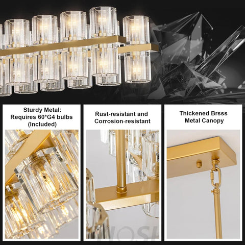 Modern Crystal Chandelier – Gold / Black – Multiple Sizes & Shapes