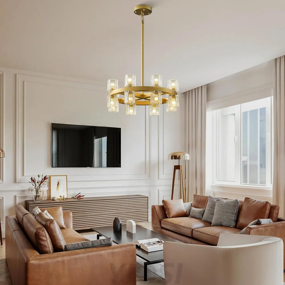 Modern Crystal Chandelier – Gold / Black – Multiple Sizes & Shapes
