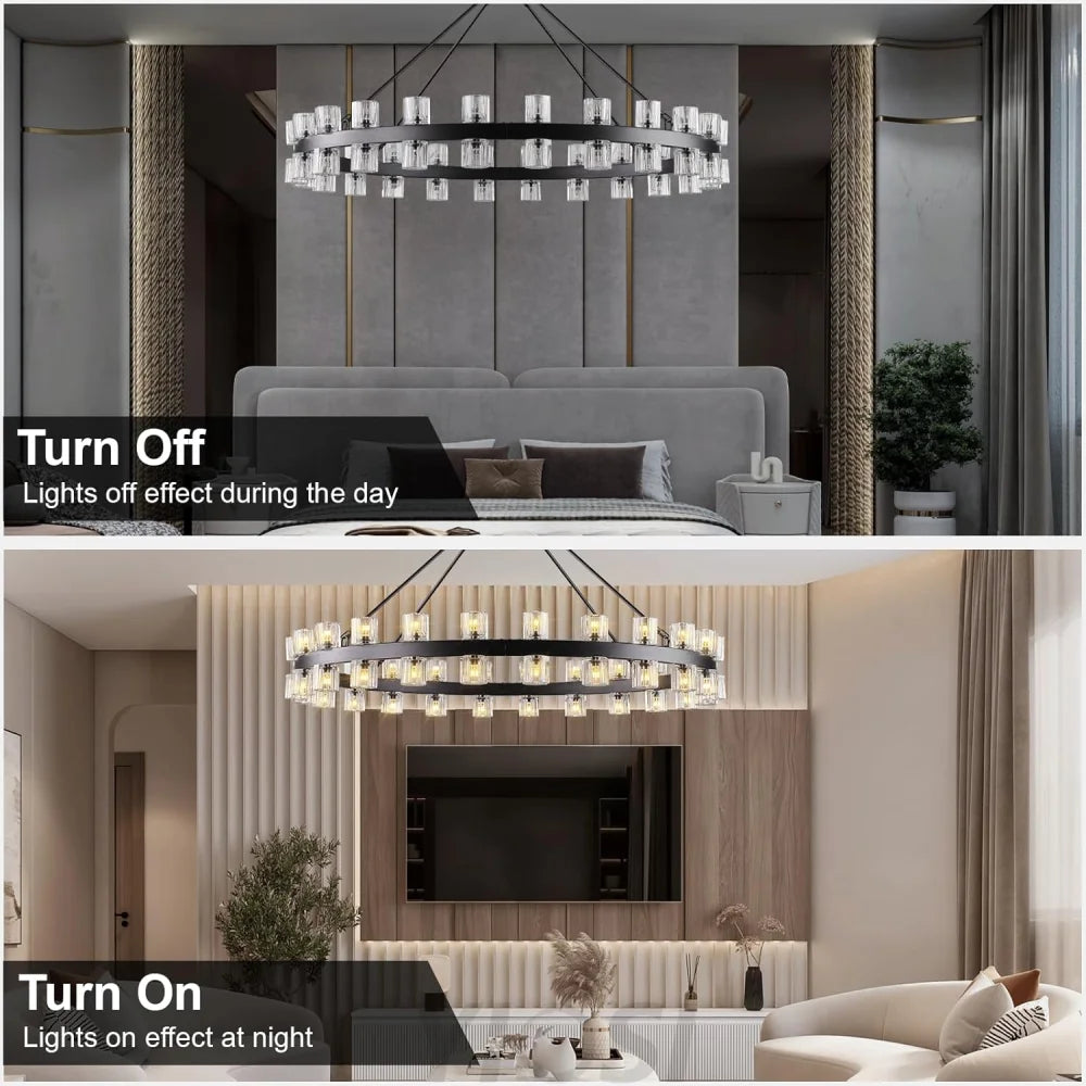 Modern Crystal Chandelier – Gold / Black – Multiple Sizes & Shapes