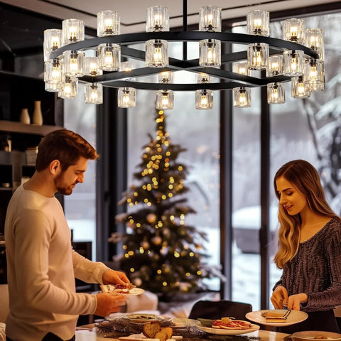 Modern Crystal Chandelier – Gold / Black – Multiple Sizes & Shapes