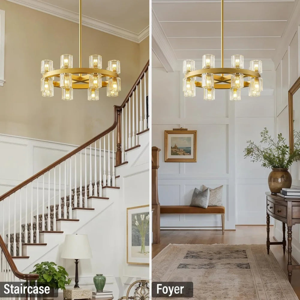 Modern Crystal Chandelier – Gold / Black – Multiple Sizes & Shapes