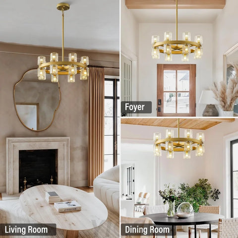 Modern Crystal Chandelier – Gold / Black – Multiple Sizes & Shapes