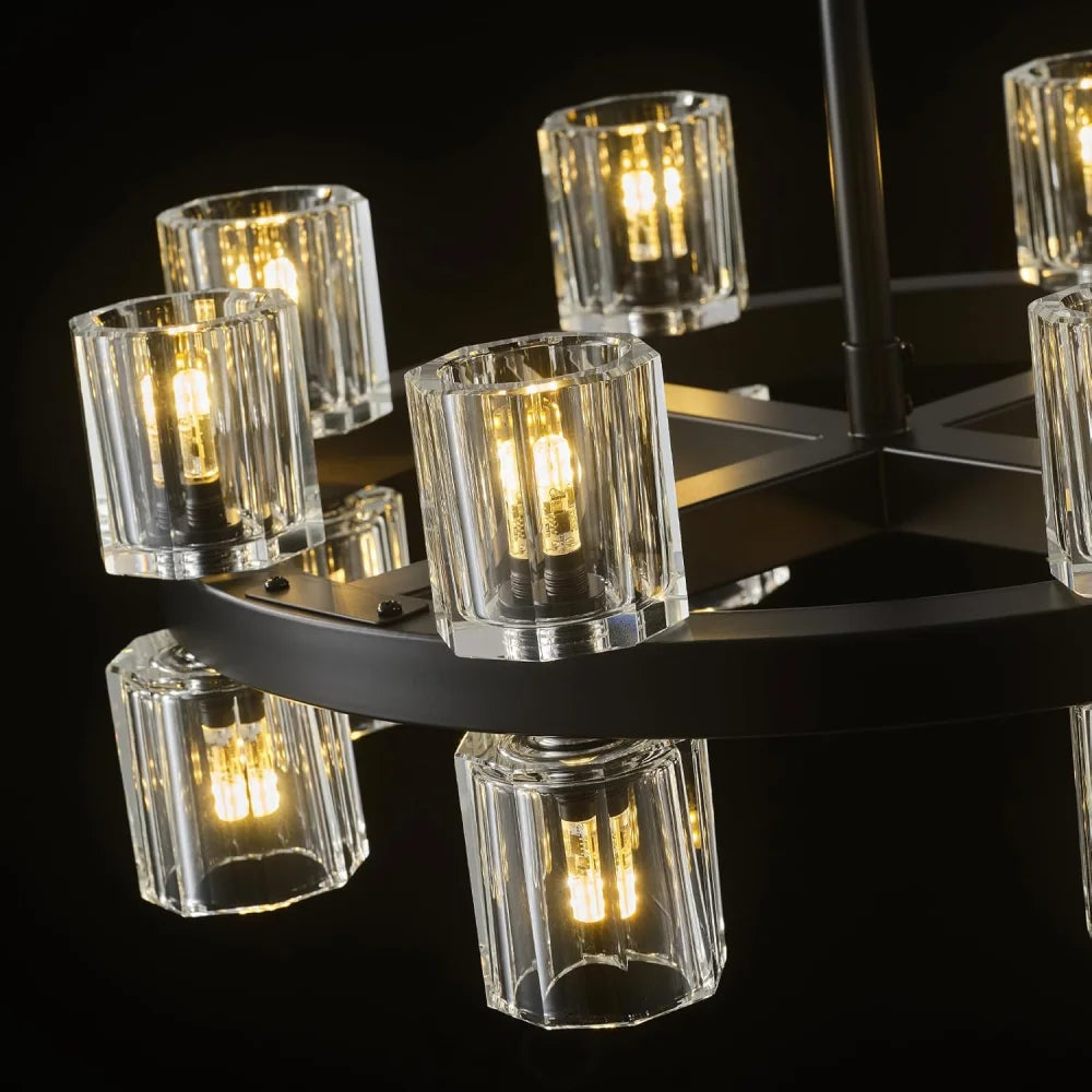 Modern Crystal Chandelier – Gold / Black – Multiple Sizes & Shapes