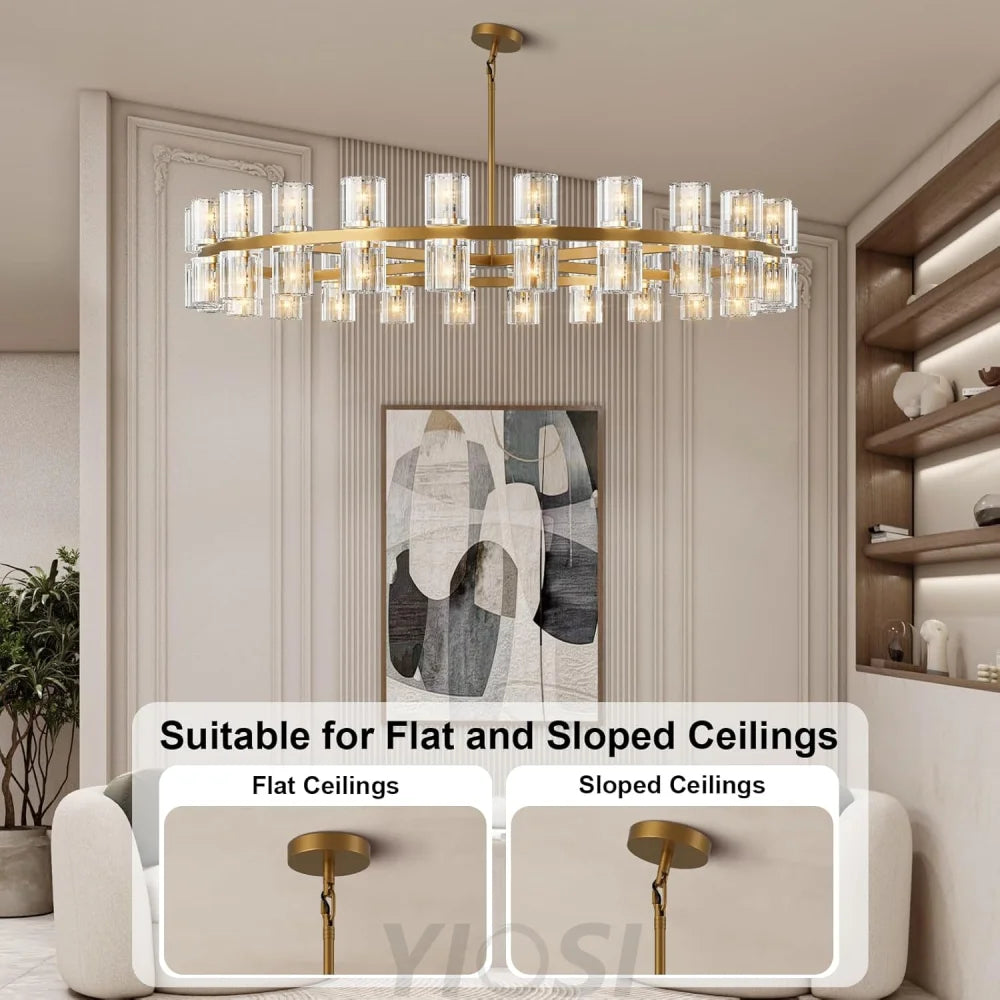 Modern Crystal Chandelier – Gold / Black – Multiple Sizes & Shapes