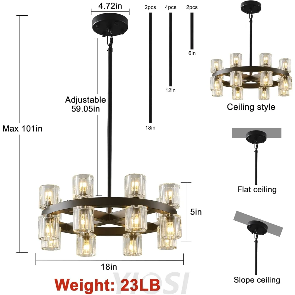 Modern Crystal Chandelier – Gold / Black – Multiple Sizes & Shapes