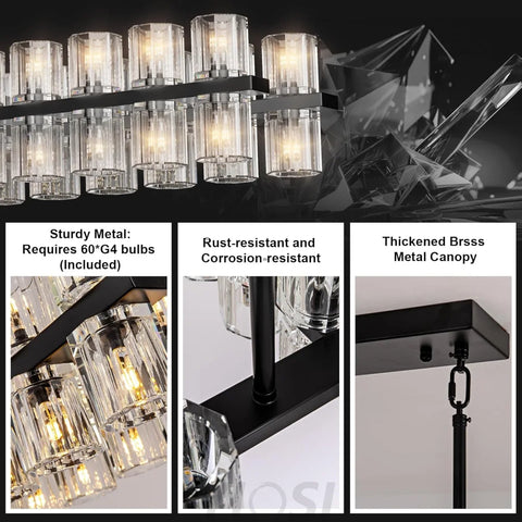 Modern Crystal Chandelier – Gold / Black – Multiple Sizes & Shapes