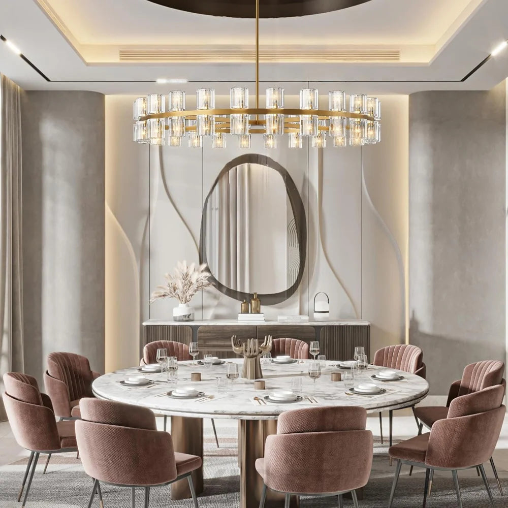Modern Crystal Chandelier – Gold / Black – Multiple Sizes & Shapes