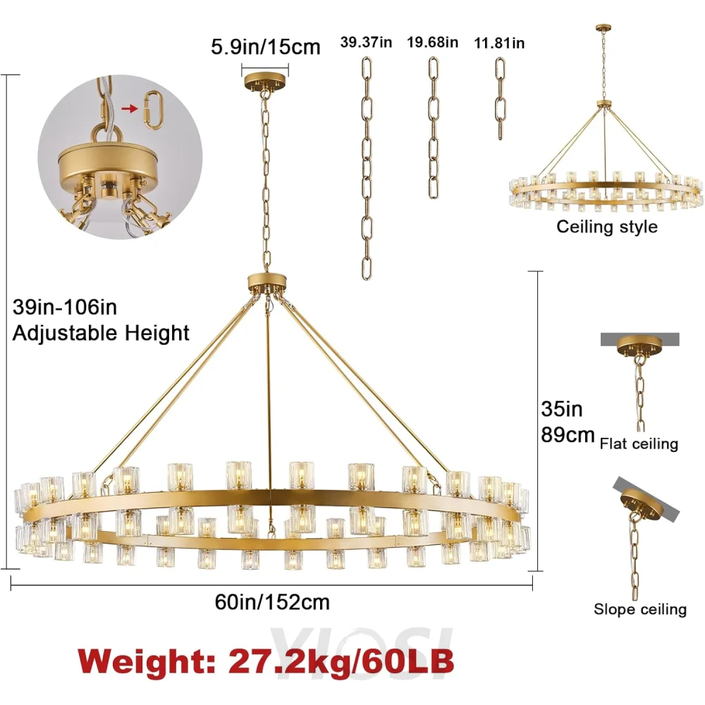 Modern Crystal Chandelier – Gold / Black – Multiple Sizes & Shapes