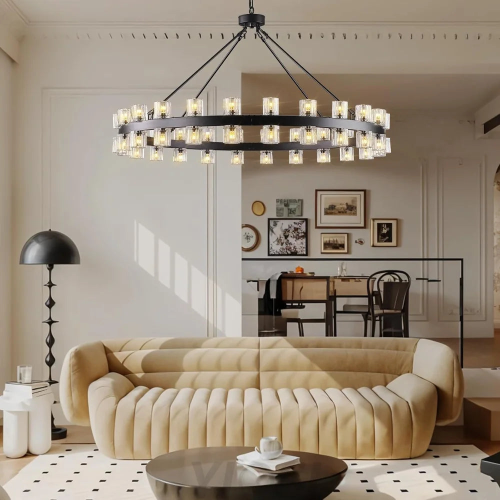 Modern Crystal Chandelier – Gold / Black – Multiple Sizes & Shapes