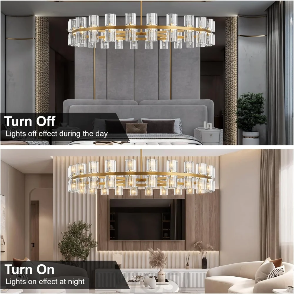 Modern Crystal Chandelier – Gold / Black – Multiple Sizes & Shapes