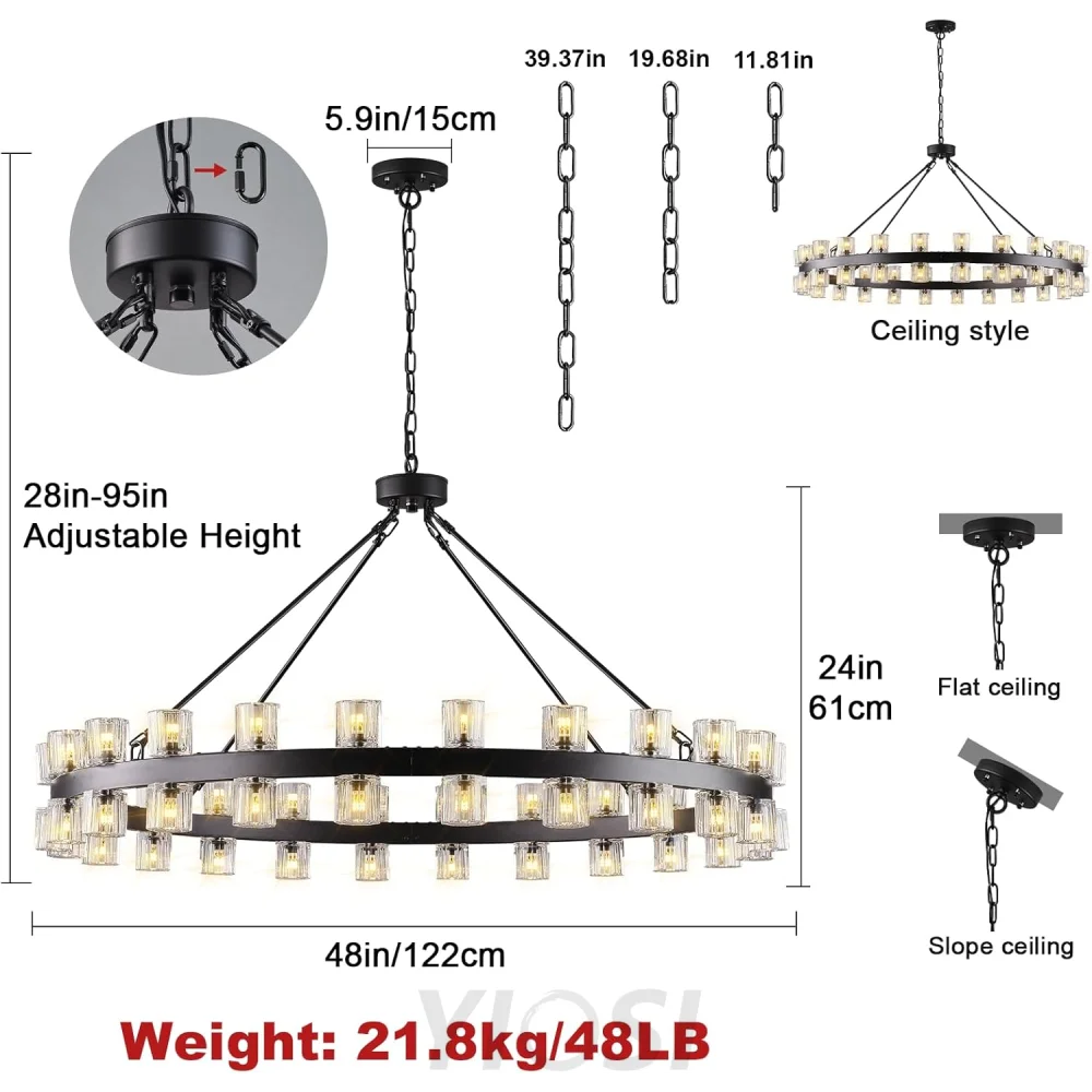 Modern Crystal Chandelier – Gold / Black – Multiple Sizes & Shapes