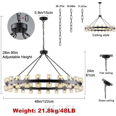 Modern Crystal Chandelier – Gold / Black – Multiple Sizes & Shapes