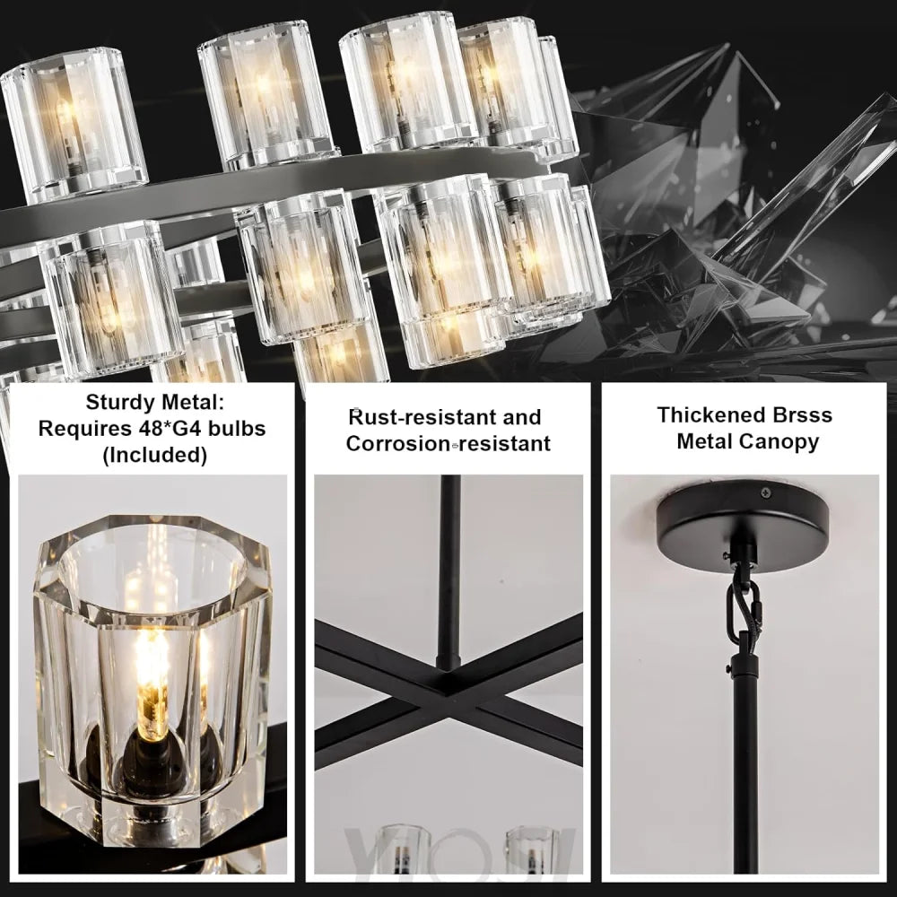 Modern Crystal Chandelier – Gold / Black – Multiple Sizes & Shapes