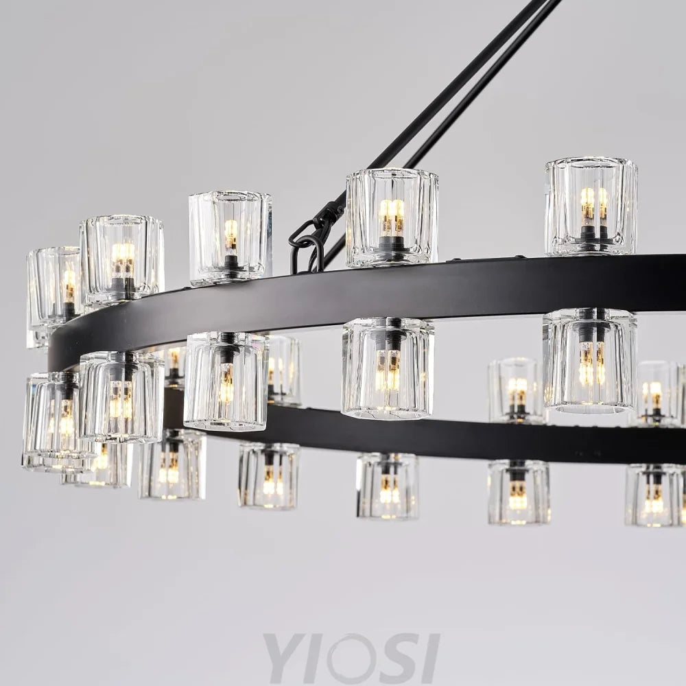 Modern Crystal Chandelier – Gold / Black – Multiple Sizes & Shapes